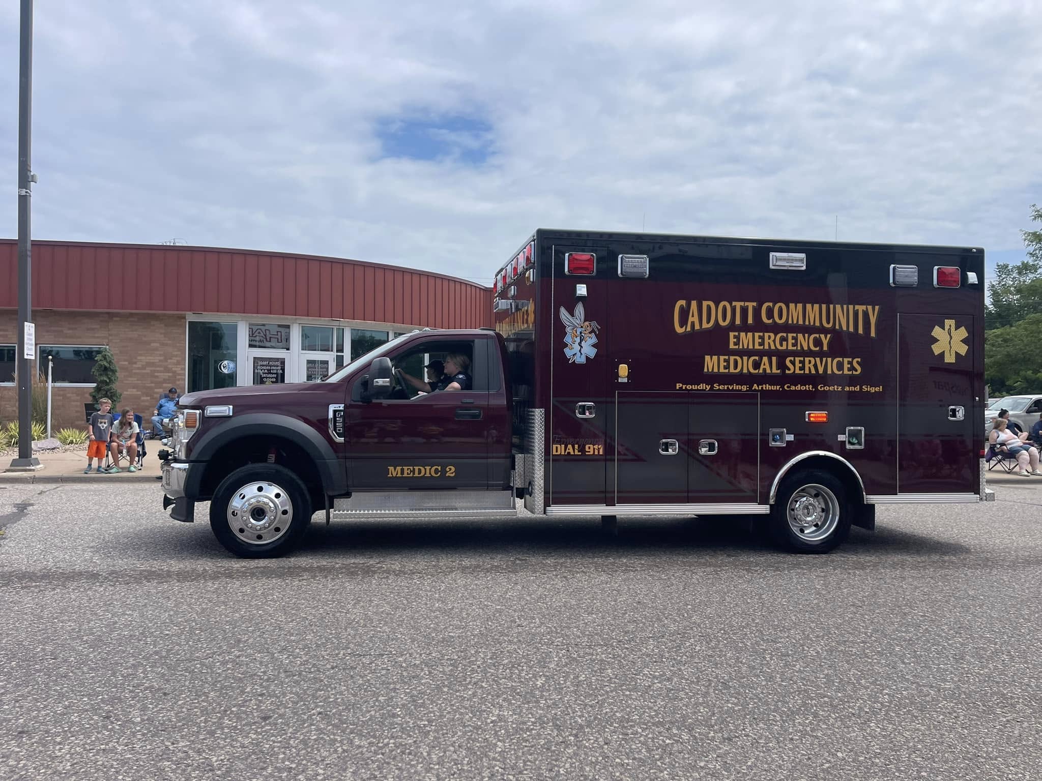 Cadott Community Emergency Medical Services ambulance rolling in the parade